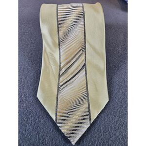 Steven Land Tie Gold Black Silver Copper Geometric Silk Necktie Art Deco 62x4‎